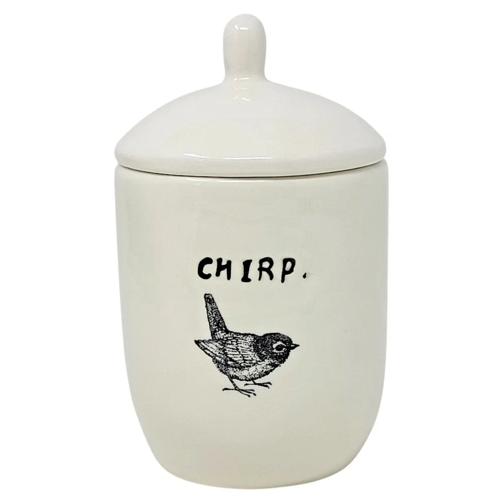 Rae‎ Dunn Magenta Exclusive Ceramic CHIRP Sugar Bowl Lid Bird Typewriter Font 6
